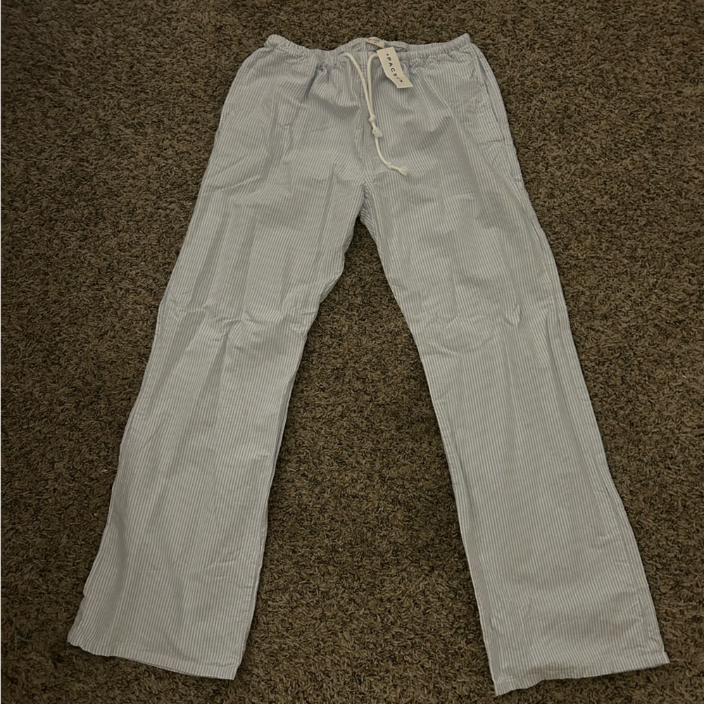 BLUE AND WHITE STRIPED BRANDY PANTS